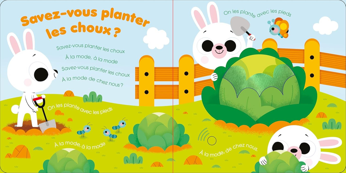 Mes premières chansons au jardin : un livre sonore à toucher