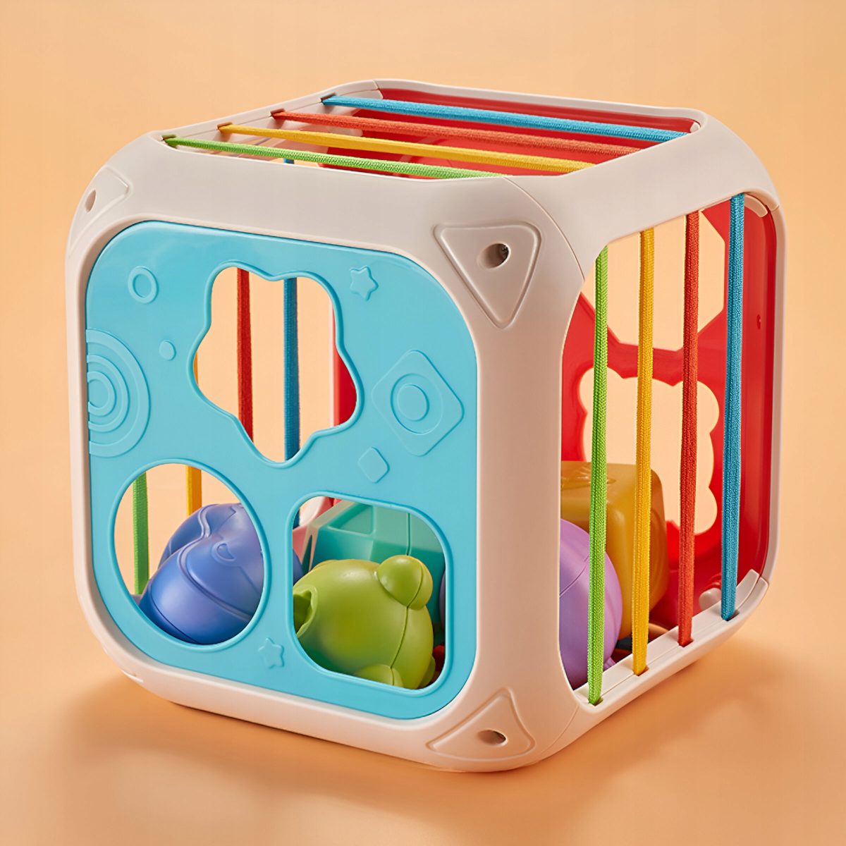 Cube sensoriel à élastiques