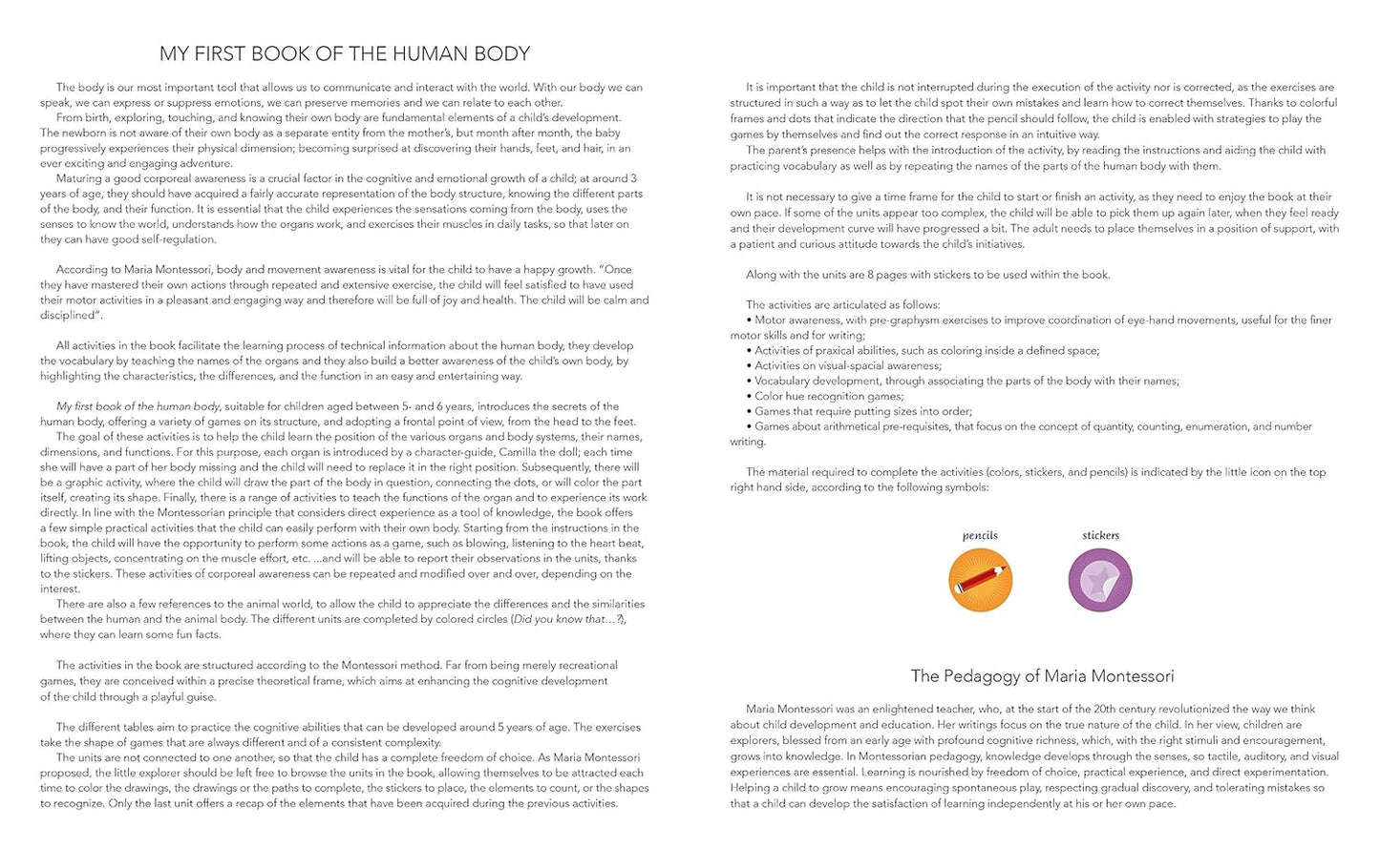 My First Book of the Human Body: Montessori Activity Book